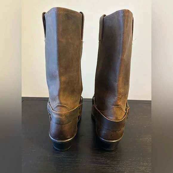 Frye Harness 12R Brown Leather Boots Square Toed Women’s Size 10 M - Picture 4 of 10